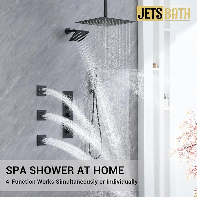 Matte Black Thermostatic Shower System - Image 2