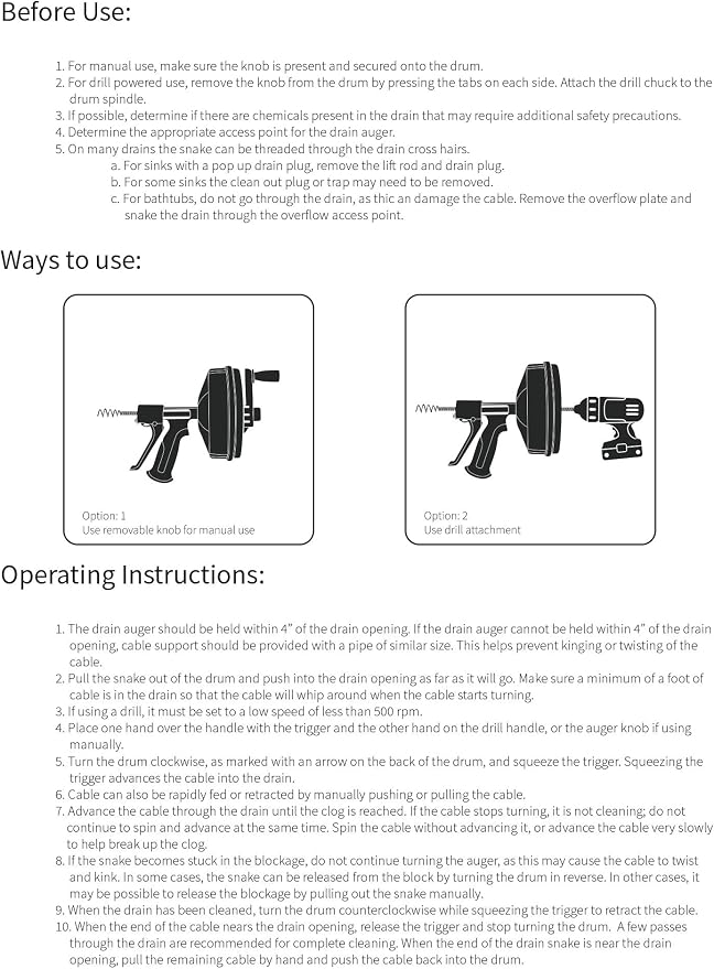 DrainX SPINFEED 35 Foot Snake Drum Auger | Drill Power or Manual Use - Image 7