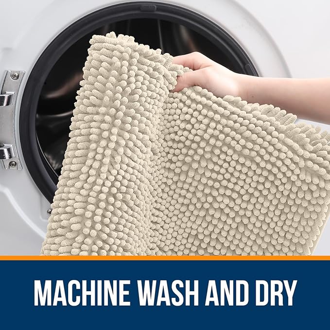 OLANLY Bathroom Rugs 30x20, Extra Soft Absorbent Chenille Bath Rugs, Rubber - Image 6