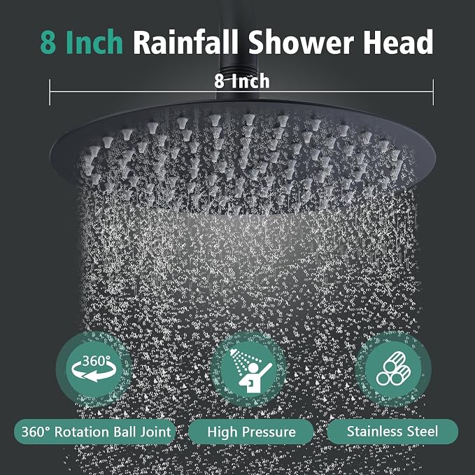 PROOX 3 Handle Tub Shower Faucet Set, Matte Black Bathtub Shower Faucets - Image 3
