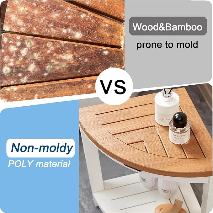 HDPS Corner Shower Stool for Shaving Leg, Waterproof Shower Bench Seat for - Image 4
