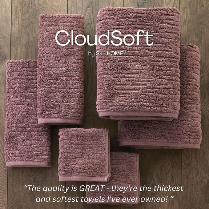 SKL Home CloudSoft Cotton Luxury 6-Piece Towel Set, Soft Plum - Image 8