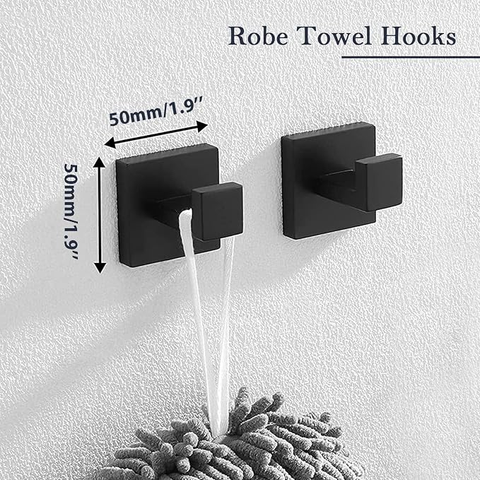 Matte Black Bathroom Accessories Set, 22.2 Inch Bath Towel Bar Set, Stainless - Image 5