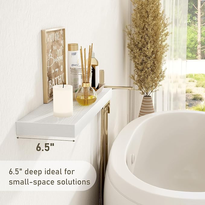 Fun Memories 30 Inch Floating Shelves Set of 3, Farmhouse White Wall Shelves - Image 4