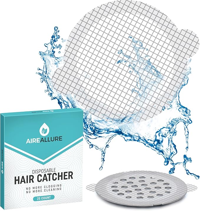 25 Pack, Disposable Shower Drain Hair Catcher Mesh Stickers by AireAllure