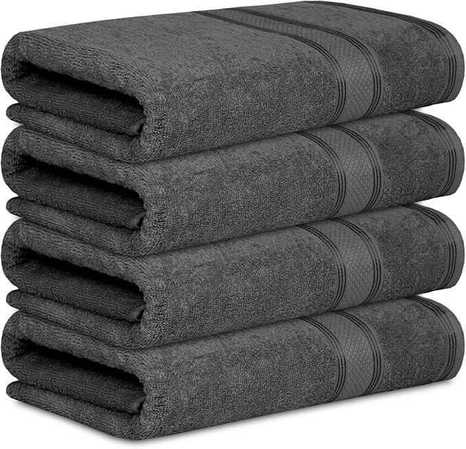 Casa Lino Charcoal Black Bath Towels Set of 4 - Image 2