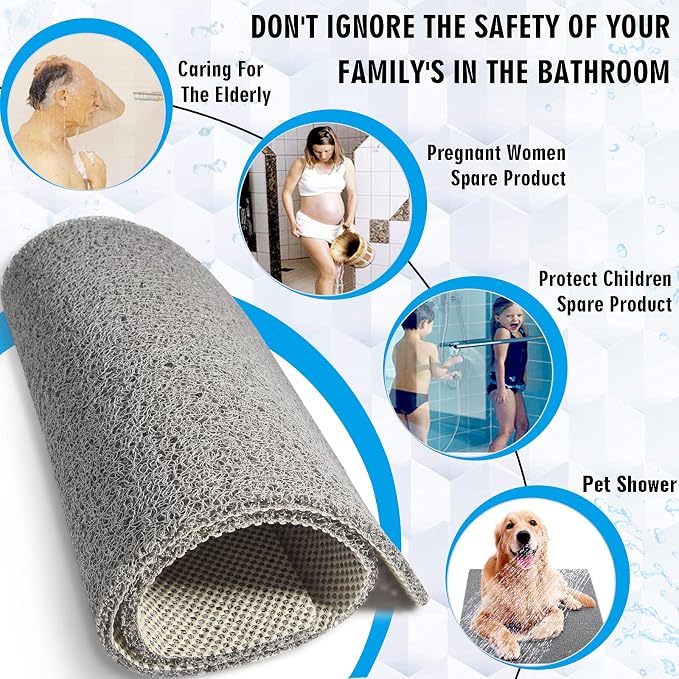 godehone Shower Mats Non Slip Without Suction Cups, PVC Loofah Bathroom Mats - Image 3
