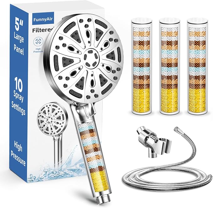 Filtered Shower Head with Handheld, FunnyAir Filtered Shower Head with 3-PCS by FunnyAir