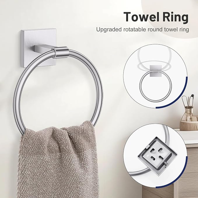 5-Piece Brushed Nickel Bathroom Hardware Set, SUS304 Stainless Steel Bathroom - Image 4