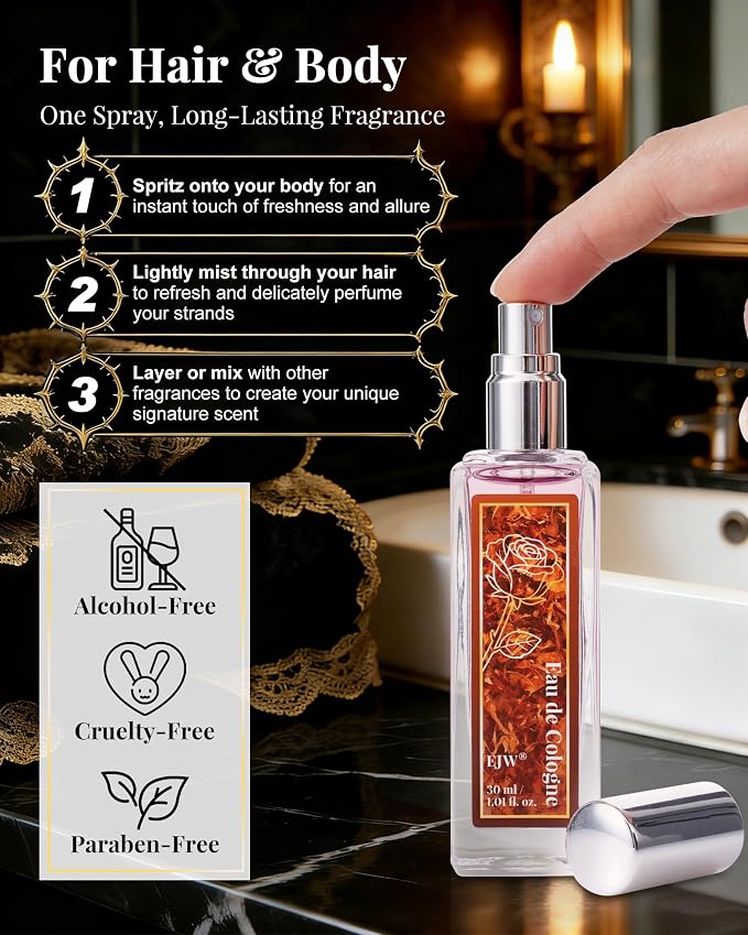 EJW Tobacco Rose Body Spray for Women | Warm Floral Hair Perfume & Body Mist - Image 6