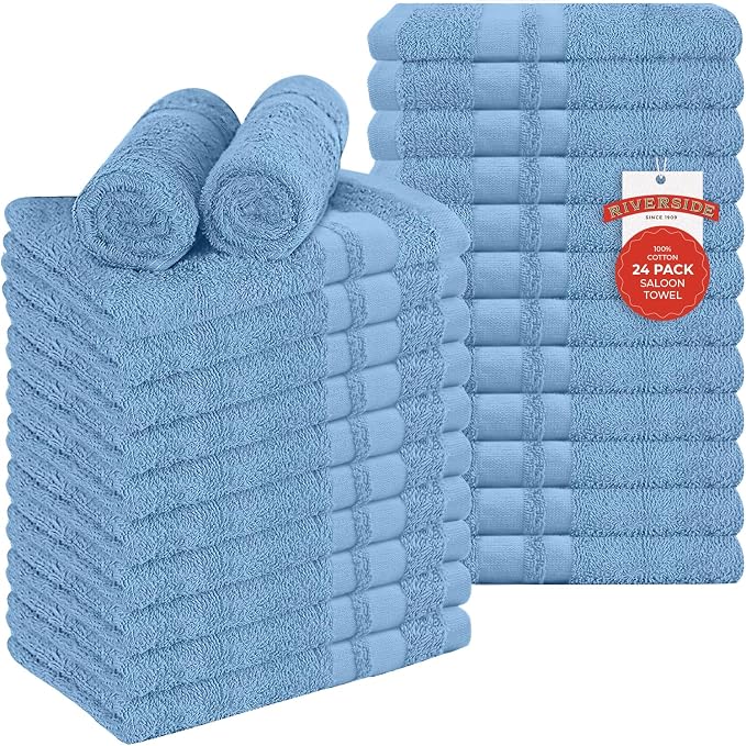 RIVERSIDE Pack of 24 Salon Towels Set – 16 x 26 Inches, 100% Ring Spun Cotton by RIVERSIDE