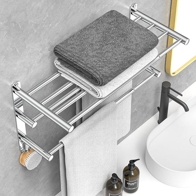 Adjustable Towel Bar for Bathroom Wall Mount17-30.7inch Adhesive Shower Towel - Image 2