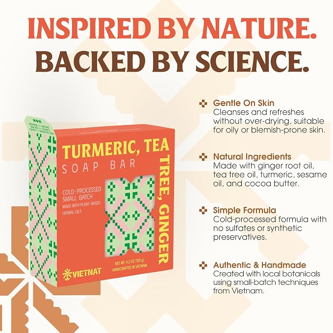 Turmeric, Tea Tree & Ginger Soap Bar – Cold Process Handmade Bar, 2-in-1 - Image 7