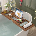 Teak Bathtub Tray, Expandable Wooden Bath Tray by Dorivibe