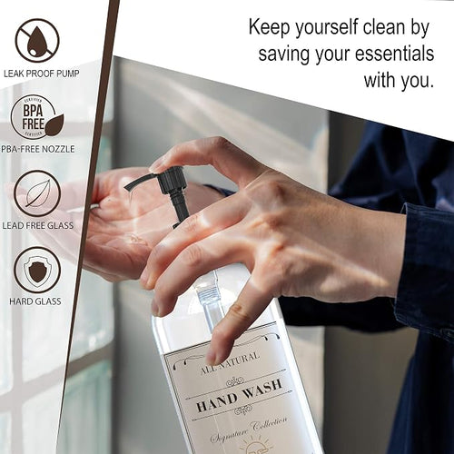 16 OZ Thick Clear Glass Soap Dispenser - Image 2