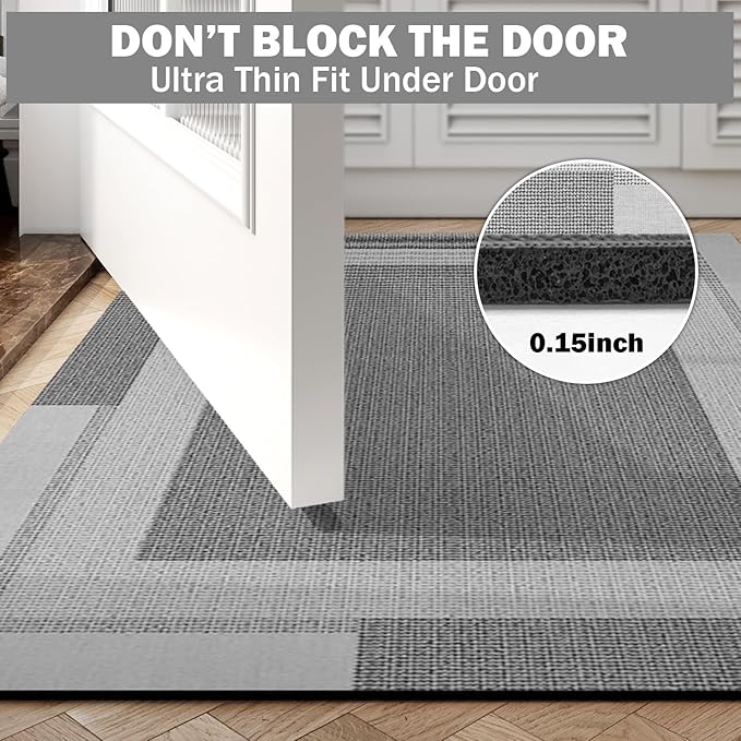 Non Slip Bath Mat, Rubber Backing Ultra Thin Bathroom Rugs Fit Under Door Quick - Image 3