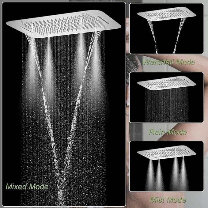 Polished Chrome 16X24 inch Ceiling Mounted Shower Head Set, Digital Display - Image 2