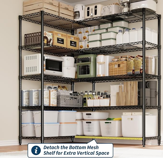 5-Tier Metal Storage Shelves, Adjustable Wire Shelving Unit - Image 3