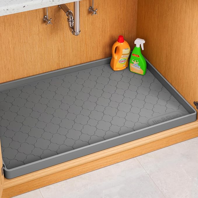 Jin&Bao Waterproof Under Sink Mat 34" x 22", Thick Silicone Mat Cabinet by Jin%26Bao
