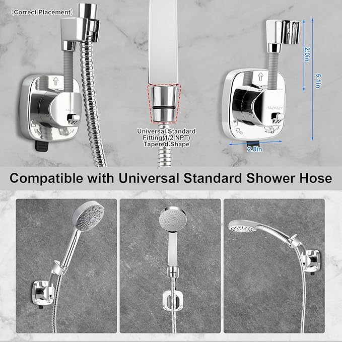 Handheld Shower Head Holder Suction, 360° Adjustable Shower Head Holder Wall - Image 5