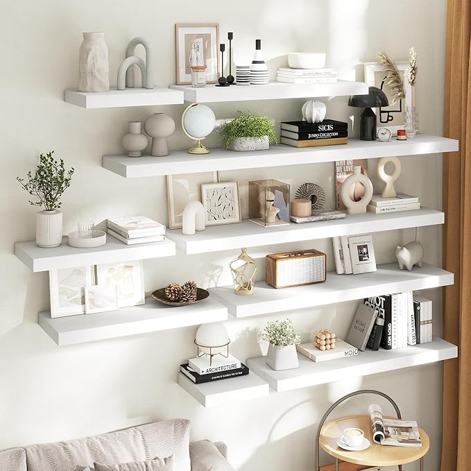 16 Inch Floating Shelves for Wall Set of 2, Easy Install Engineered Wood - Image 3