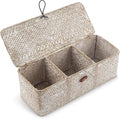 3 Section Seagrass Storage Basket, Handmade Shelf Baskets by DOKOT