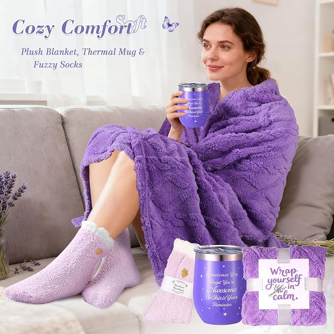 Birthday Gifts for Women Self Care Gifts Set, Lavender Spa Gift Basket Care - Image 3