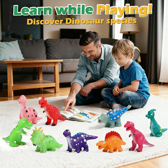 Color Changing Dinosaur Bath Toys: Mold Free No Hole Bathtub Toys - Image 7