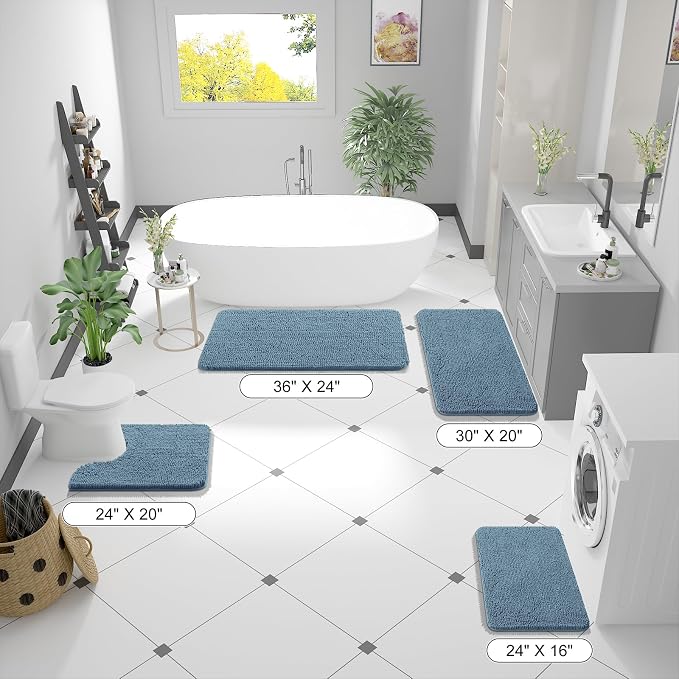 OLANLY Bathroom Rugs 44x24, Extra Soft Absorbent Chenille Bath Rugs, Rubber - Image 2