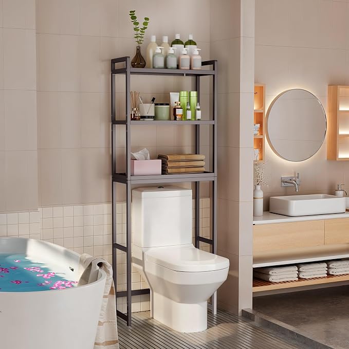 Gizoon Over The Toilet Storage, 3 Tier Bamboo Bathroom Organizer - Image 9