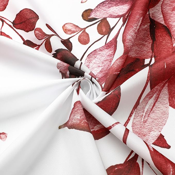 Gibelle Extra Long Shower Curtain 72 x 84, Tall Burgundy Red Floral Shower - Image 4