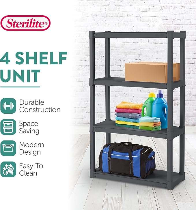 Sterilite 6-Pack 4 Shelf Unit, Heavy-Duty Shelving Storage and Utility Rack - Image 4