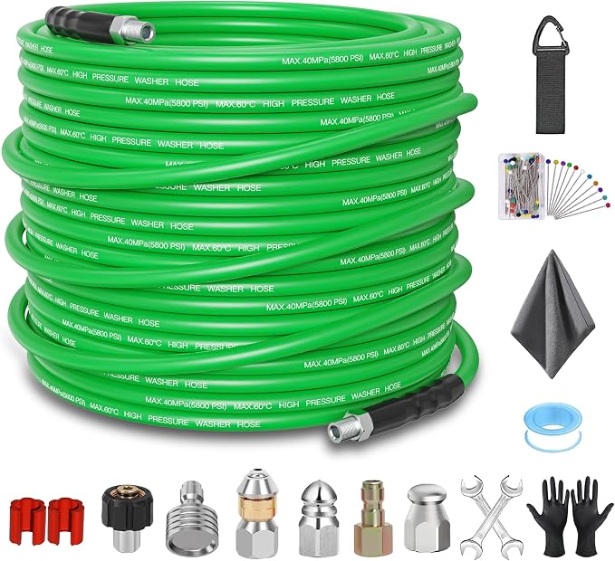 Sewer Jetter Kit for Pressure Washer 100FT – 5800PSI High-Pressure Drain Cleaner by ClearRush