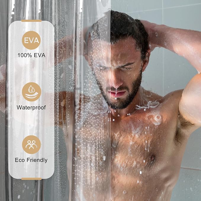 AmazerBath Shower Curtain Liner, 100% EVA Luxury Soft Clear Grey Heavy Duty - Image 6
