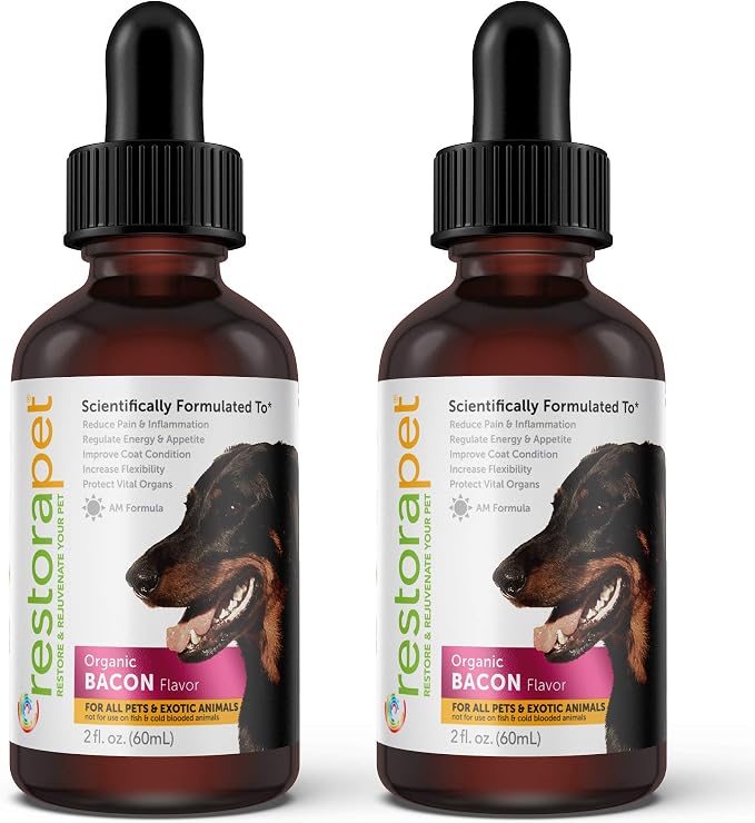 RestoraPet 2-Pack Dog & Cat Bacon Liquid Multivitamin | Dog Arthritis Pain by RestoraPet