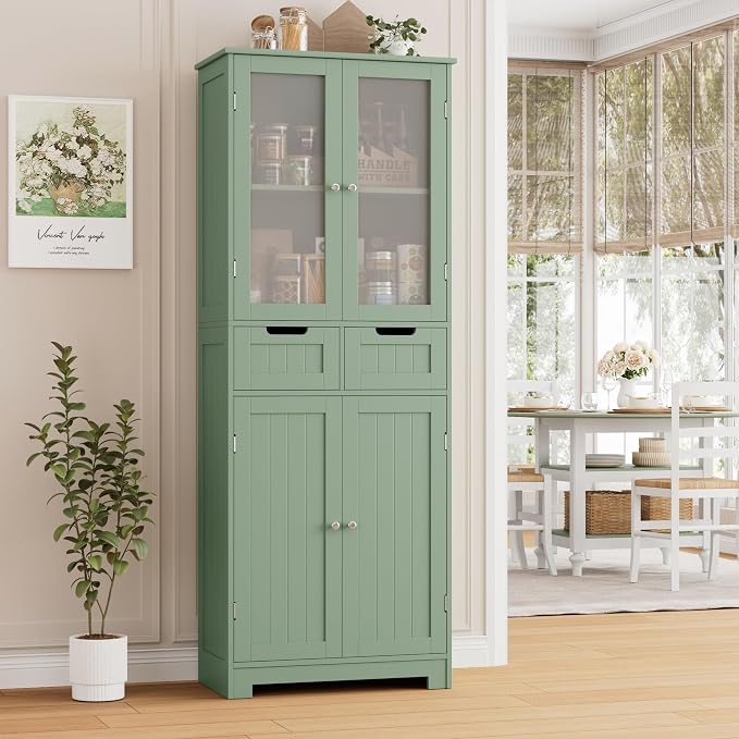 HORSTORS 67" Tall Bathroom Storage Cabinet, Freestanding Storage Cabinet - Image 3