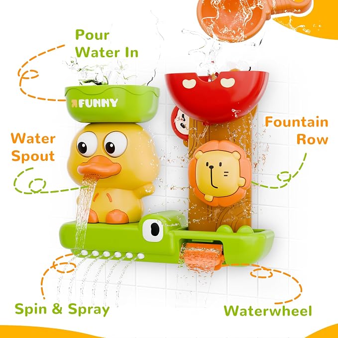 iPlay, iLearn Bath Toy for Toddlers 1-3, Baby Waterfall Duck Bathtub Toy W/ - Image 4