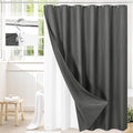 3 in 1 Extra Long Charcoal Grey Shower Curtain Set-72 W x 84 H, Modern Waffle by Unknown