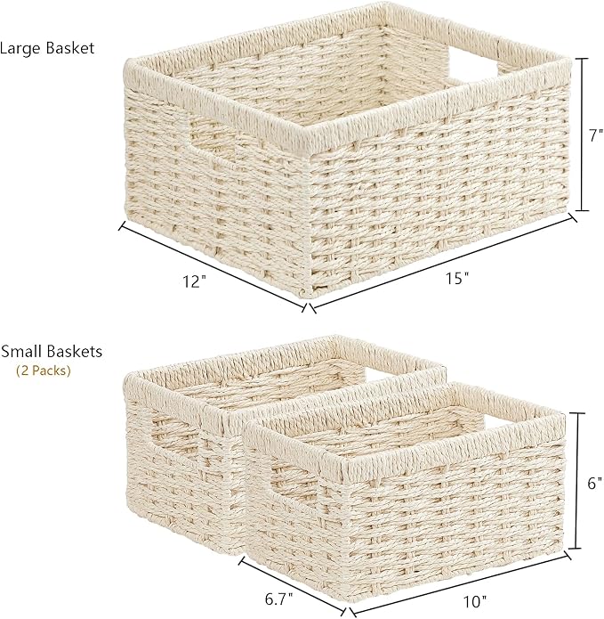 Vagusicc Wicker Storage Basket, Hand-Woven Paper Rope Storage Baskets - Image 2