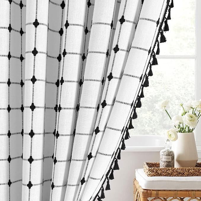 MitoVilla White Black Boho Shower Curtains - Image 7