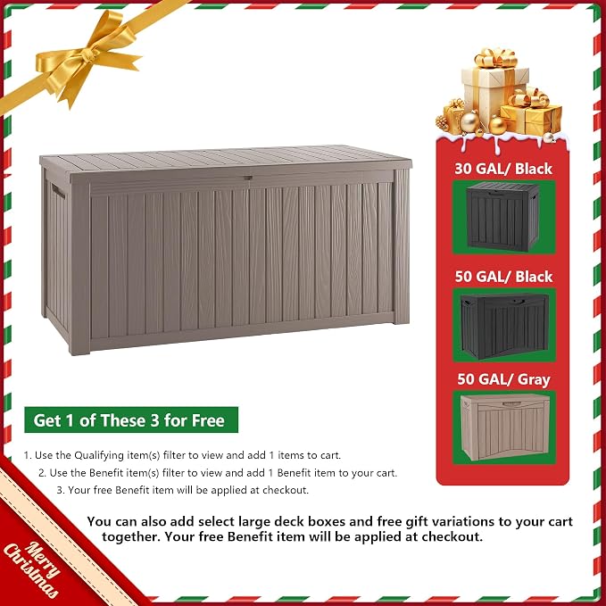 TARKARI 270 Gallon Lockable Resin Deck Box, Waterproof & UV-Resistant Outdoor - Image 2