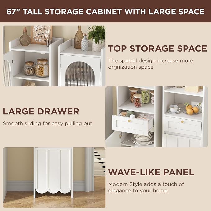 Maupvit 68” Tall Slim Bathroom Storage Cabinet, Narrow Cabinet - Image 7