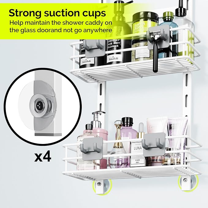 Orimade Over The Door Shower Caddy Adjustable 4 Tier White, Bathroom Hanging - Image 7