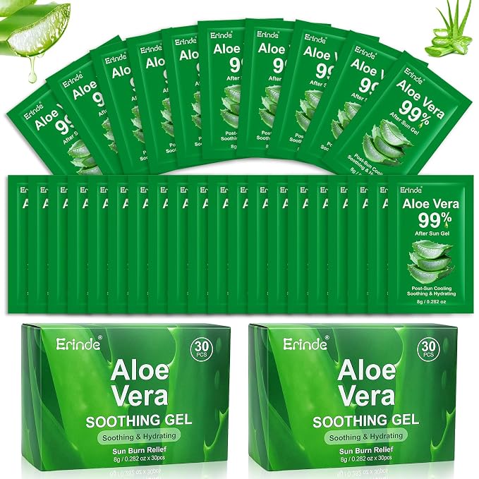 Erinde 60 Pack Aloe Vera Gel for Face, Hair & Body, 99% Pure Aloe Vera Gel for by Erinde