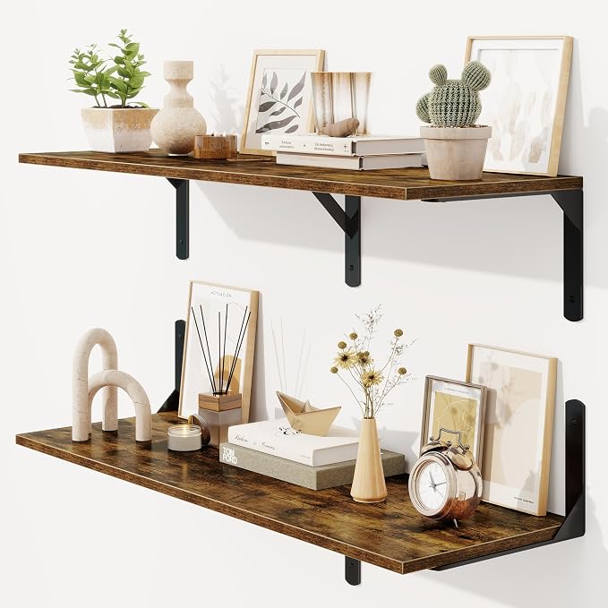 36 Inch Floating Shelves Wall Mounted, 12 Inch Deep Wall Shelves by FunMemories