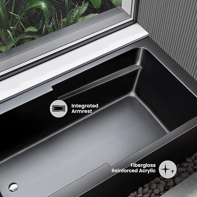 Voltaire 60 in. x 32 in. Acrylic Matte Black, Skirted Alcove, Left-Hand Drain - Image 4