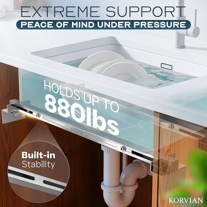 Undermount Sink Brackets Heavy Duty 880 lbs Adjustable Stainless Steel Sink - Image 3