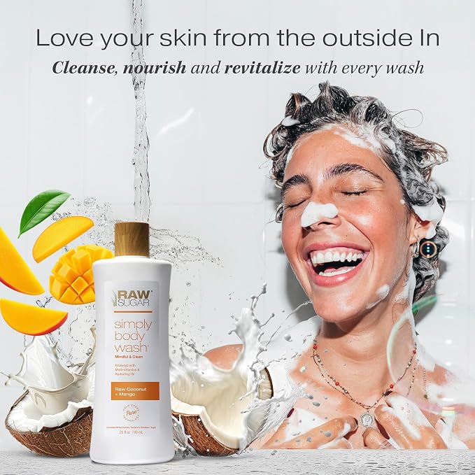 RAW SUGAR Simply Body Wash, Bath Soap, Formulated without Sulfates & Parabens - Image 2