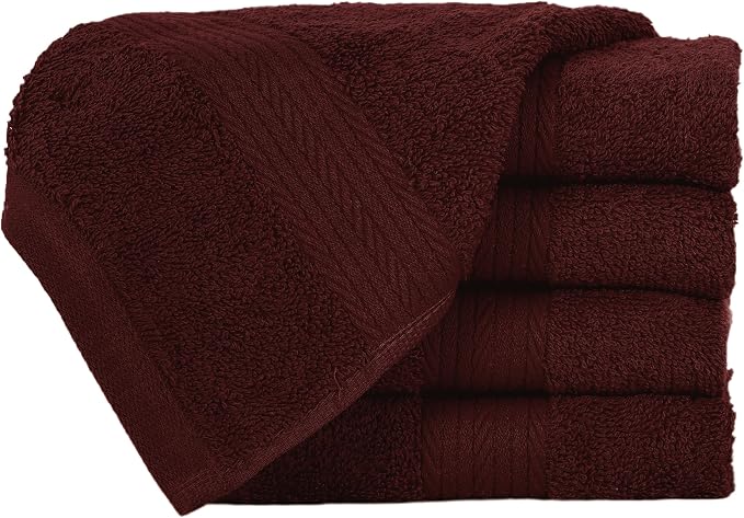 Ample Decor Washcloths Pack of 5 12 X 12 Inch, 600 GSM 100% Cotton Soft - Image 3