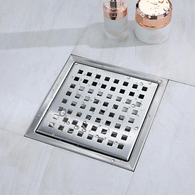 4 Inch Square Shower Floor Drain, Stainless Steel Black Shower Drain Kit - Image 2